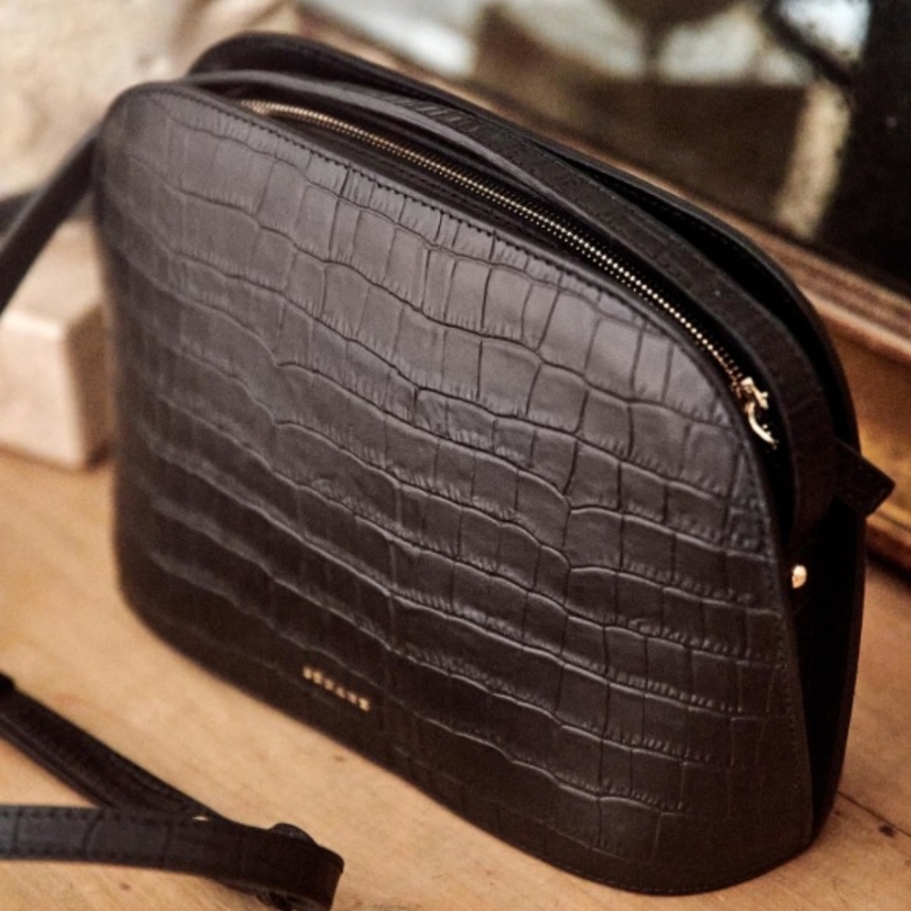 Sezane Victor Croco Bag in Black